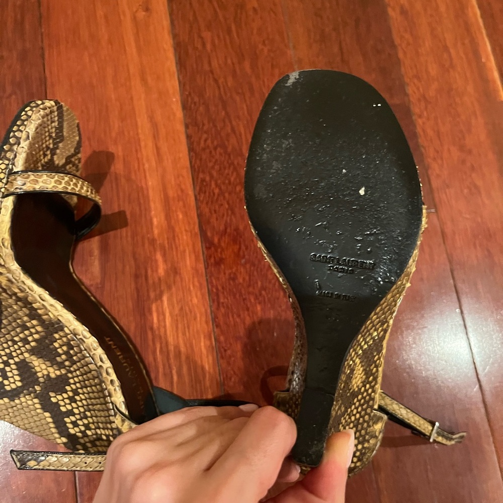 Saint Laurent | Jane Python Wedge Sandals 105 mm Tan Brown Size 35 - Picture 6 of 6